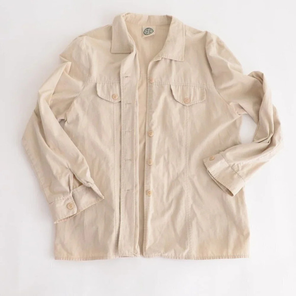 Vintage R&R 100% Cotton  Cream Button Up Long Sleeve Basic dress Top Small - Picture 4 of 14